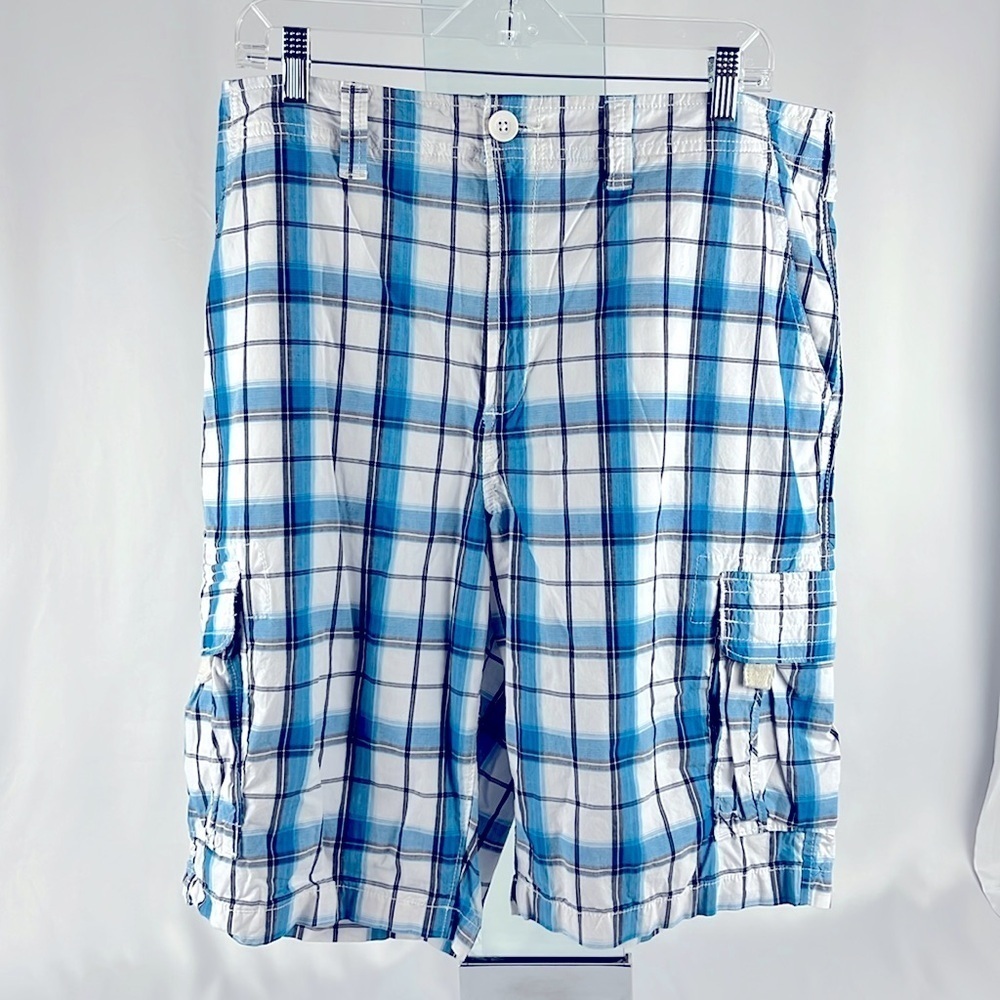 Urban Pipeline Men’s Lightweight Cargo Shorts Blue White and Black Size‎ 38